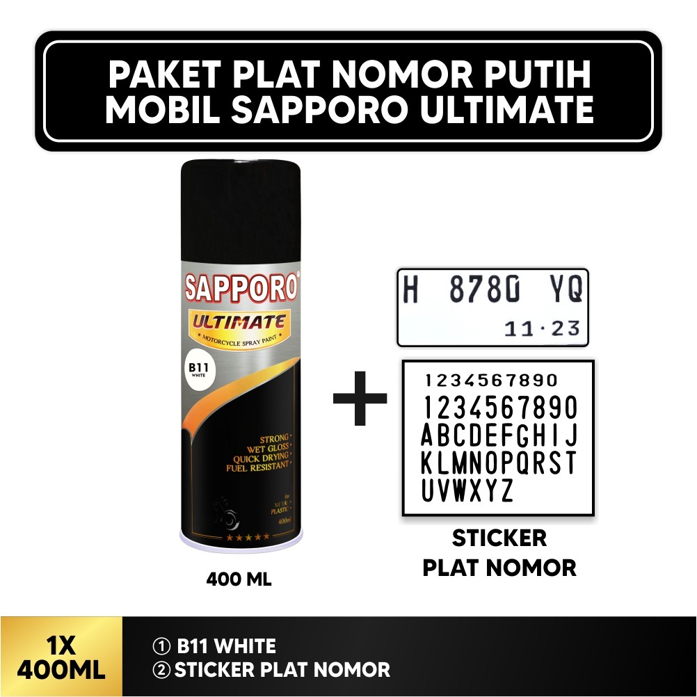 Paket Plat Nomor Mobil Warna Putih  / Sapporo Paint