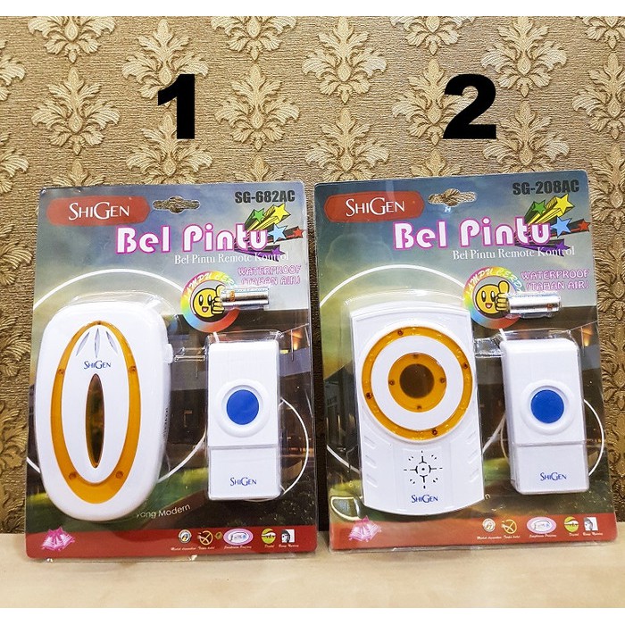 Bel Pintu/Door Bell SHIGEN Wireless Waterproof Cahaya LED AC DC BATERAI LISTRIK/1RM