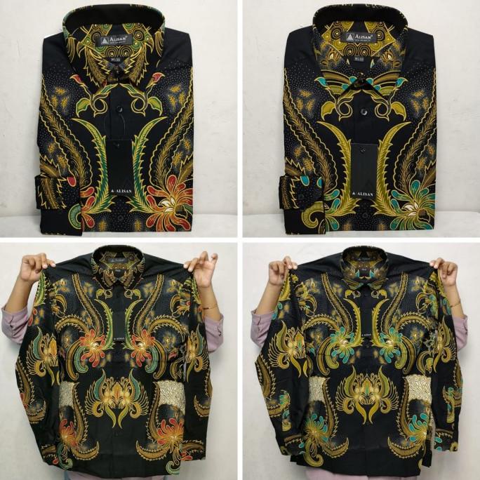 Alisan Kemeja Batik Reguler Panjang Motif Emas Dan Perak