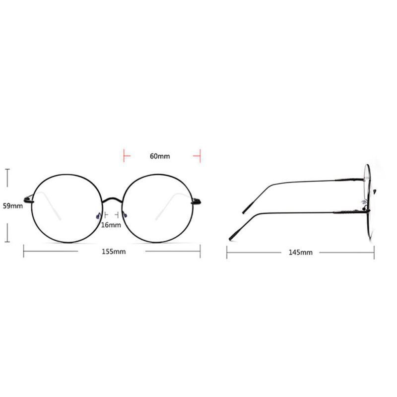 Kacamata Frame Metal Bulat Besar Lensa Flat Gaya Korea Untuk Wanita