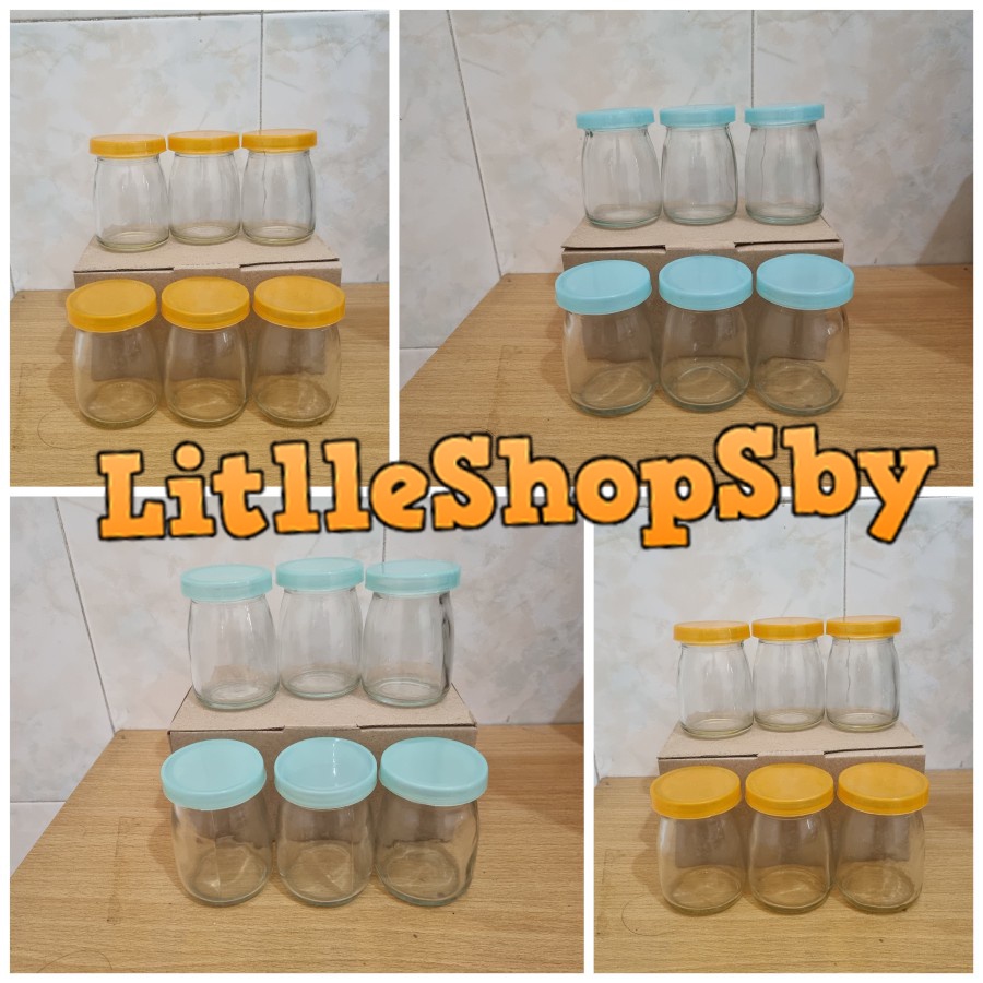 Toples kecil Gejas Jar Tempat Puding Bahan Kaca Tutup Plastik 100ml