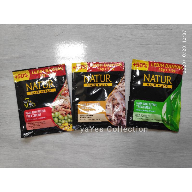 Natur Hair Mask SACHET masker Rambut Natural Oil nature Treatment Aloevera gingseng Olive kecantikan