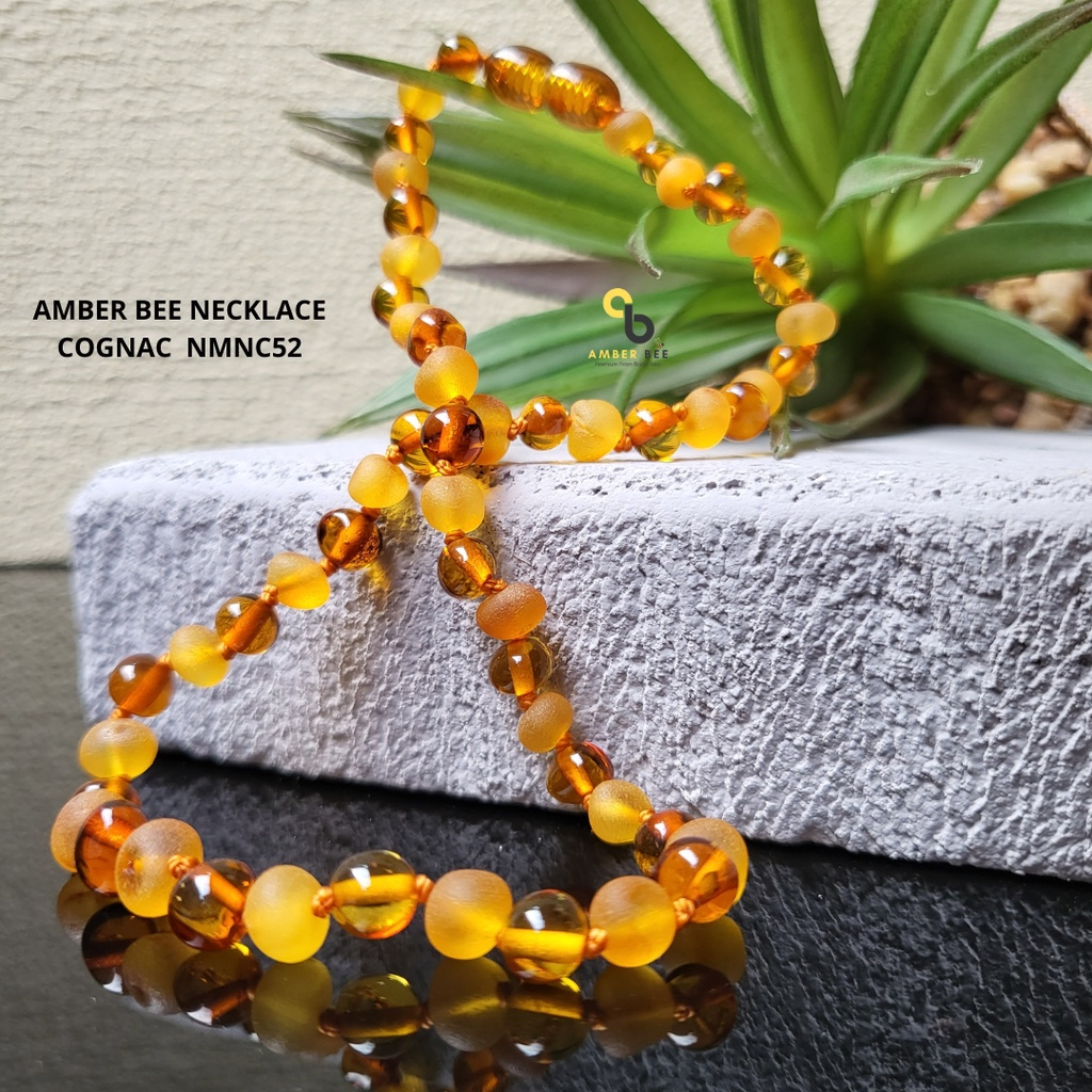 Kalung Amber Pereda Nyeri Tumbuh Gigi Anak Premium Mix Cognac NMNC52 By Amber Bee