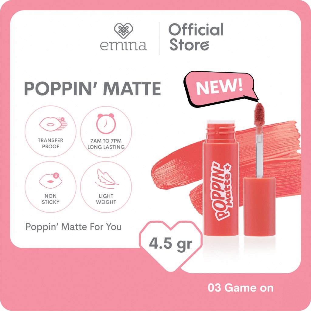 READY! Emina Poppin Matte 4.5 g/LIP Matte emina new LIPSTIK EMINA