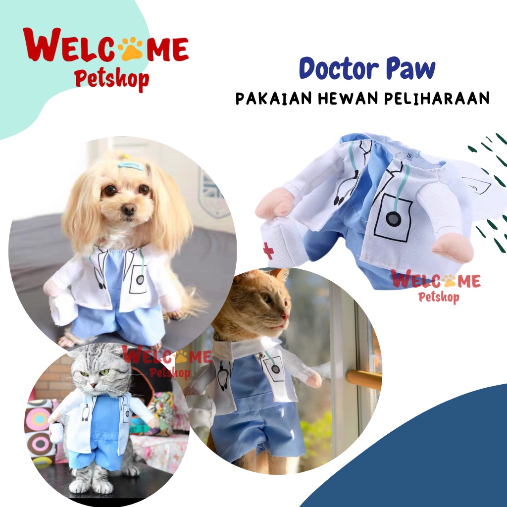 Doctor Paw Baju Pakaian Kostum Anjing Kucing Dokter Suster Lucu