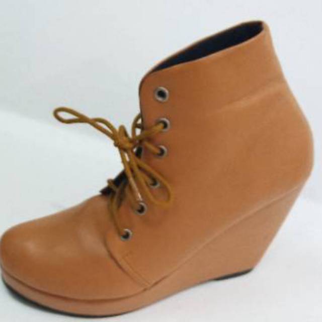 Sepatu Boot Wedges Wanita Kulit Asli / cbdyt grosir