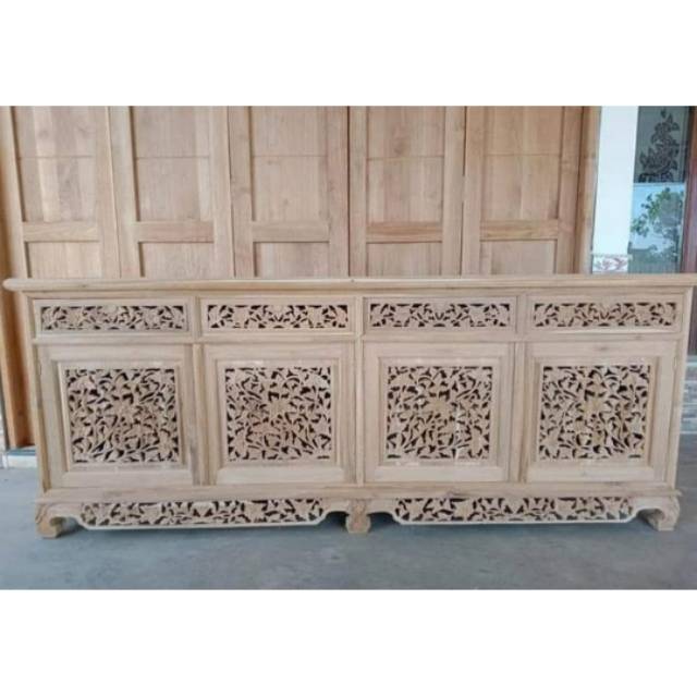 Bufet Palembang MENTAH Bufet Tv Nakas Kayu Jati Ukir Jujur Barokah Furniture Jepara