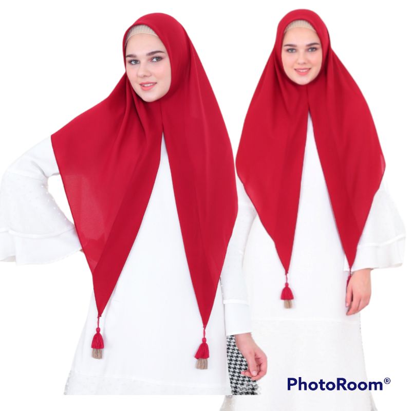 Hijab Kerudung Segitiga Instan Tassel Instant Jambul  Diamond Crepe