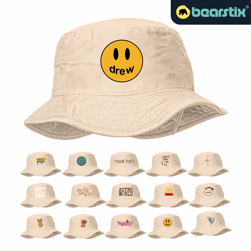 BEARSTIX - Bucket Hat Drew Justin Bieber - Topi Bucket Citayam Fashion Week Travis Scott Jack Cactus