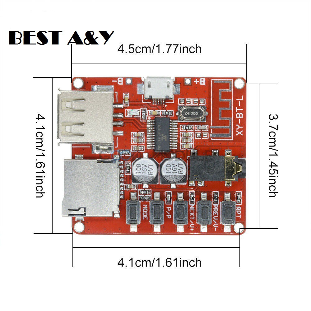 Modul MP3 Player Bluetooth 4.1 Audio Decoder Board Micro USB TF SD Card Stereo Wireless 3.7V-5V