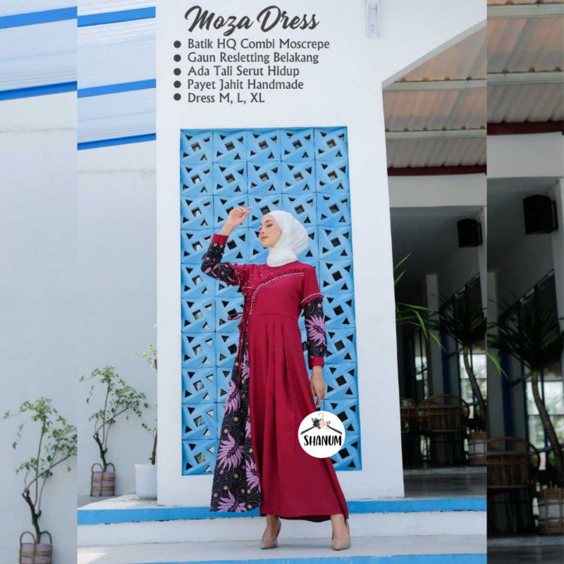 DRESS GAMIS BATIK COUPLE KELUARGA LEBARAN MOZA MERAH