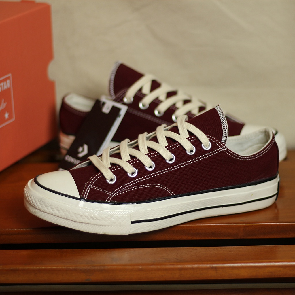 Sepatu Sneakers TERLARIS! Converse 70s Egret Merah Maroon Low. TOP Premium Quality, BNIB, TERMURAH