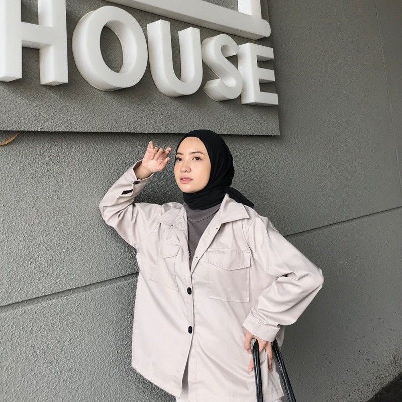 Gifdox Outer Naomi Jacket Drill | Outerwear | Blouse | Atasan Wanita | Kemeja Polos