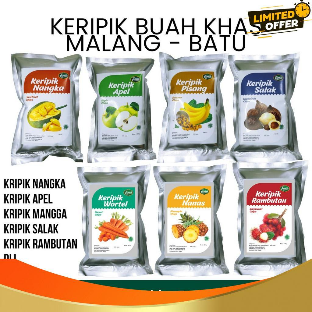 

GOGO BELI Fiona Keripik Buah dan Sayur Apel Nangka Okra Rambutan Paprika Mangga Bombay Oleh Oleh Khas Malang Netto 5 Gram