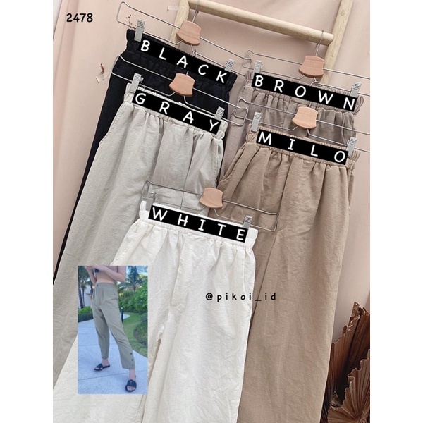 Celana Highwaist / Celana panjang wanita katun linen / celana wide leg hitam putih / celana tinggi