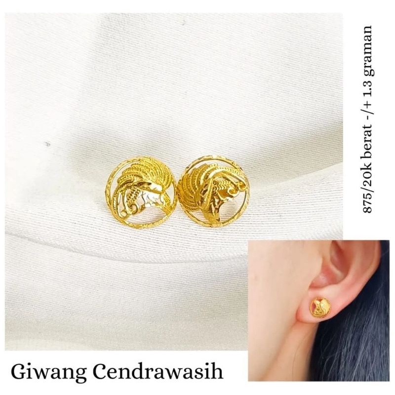 anting cendrawasih elegant emas asli