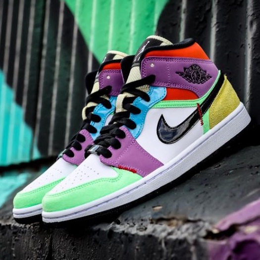 Jual Sepatu Nike Air Jordan 1 Mid Multicolor Warna Warni Premium