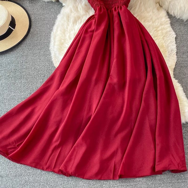 Long Dress Maxi Baju Korea Model Kerut Dress Sabrina Jumbo