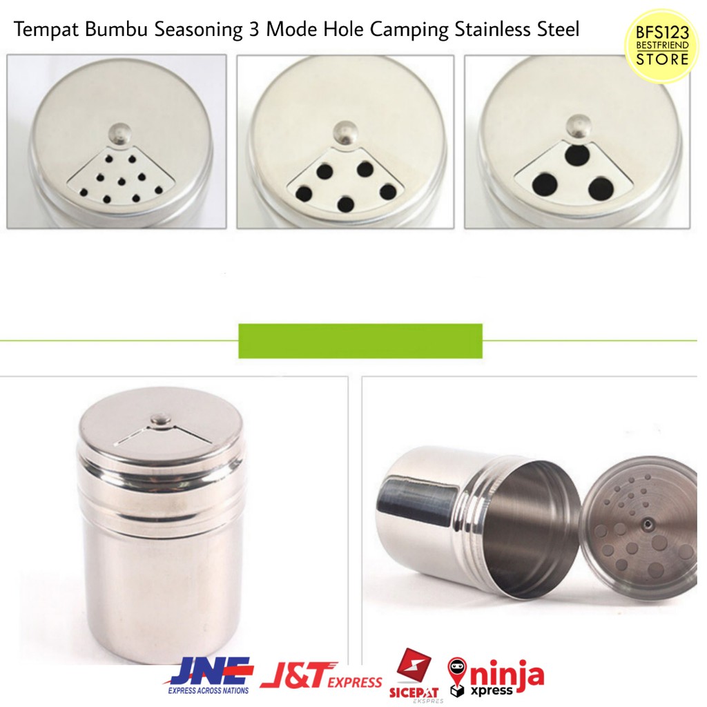 Tempat Bumbu Seasoning 3 Mode Hole Camping Stainless Steel