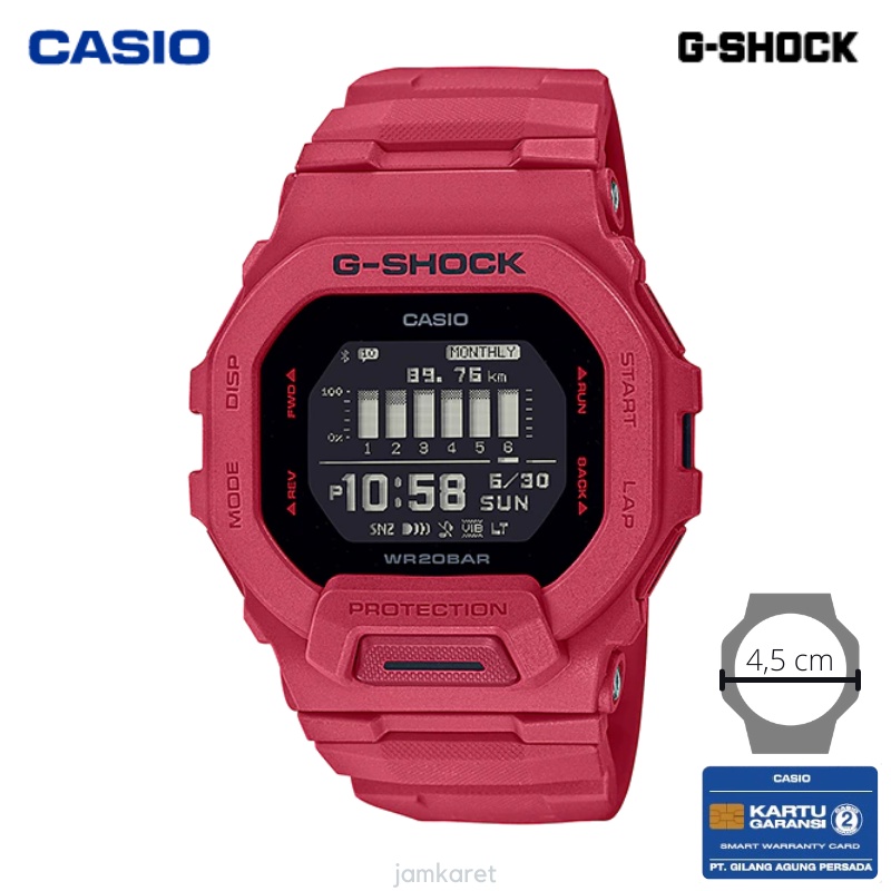 JAM TANGAN PRIA CASIO G-SHOCK GBD-200RD-4 ORIGINAL - GSHOCK BLUETOOTH GBD200RD MERAH