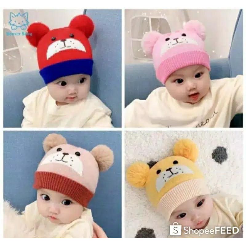 Kupluk Bayi Cute Lion Pompom