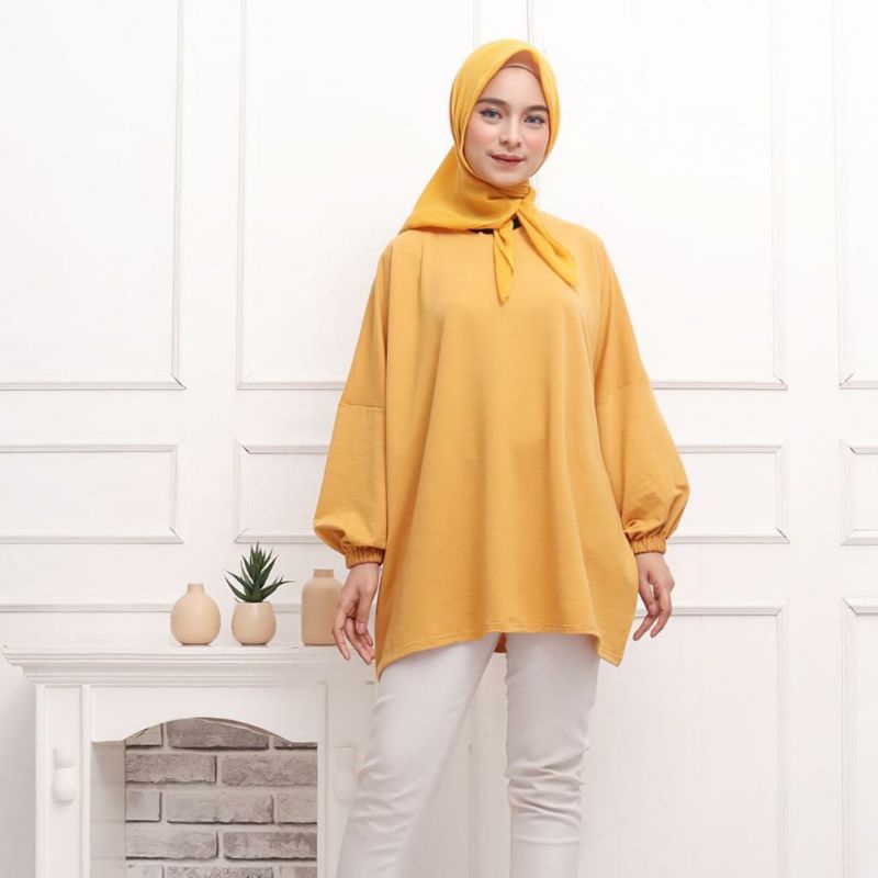 ATASAN BLOUSE WANITA BATWING JUMBO BIGSIZE OVERSIZE BABYTERRY SPANDEX - 1781-6