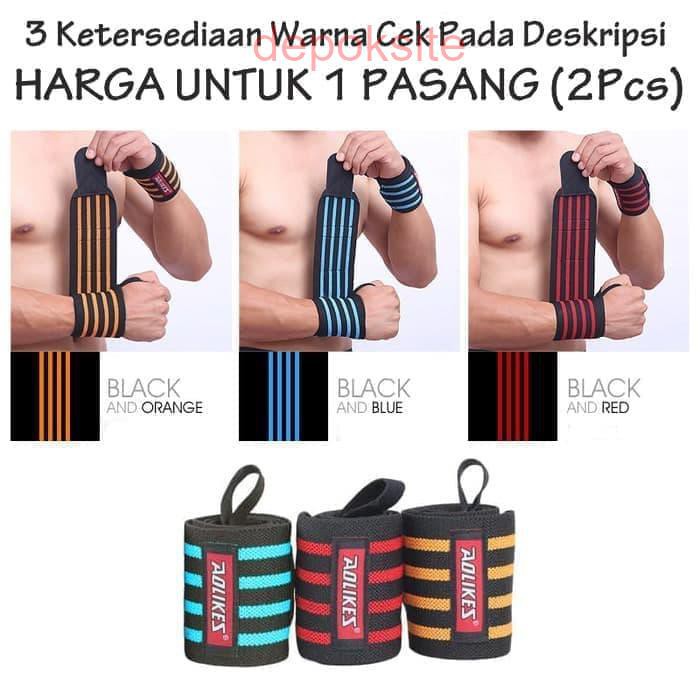 1 Pasang Aolikes 1539 Hand Wraps Strap Wrist Band Sarung Tangan Gym Fitness Pelindung Lengan Tangan