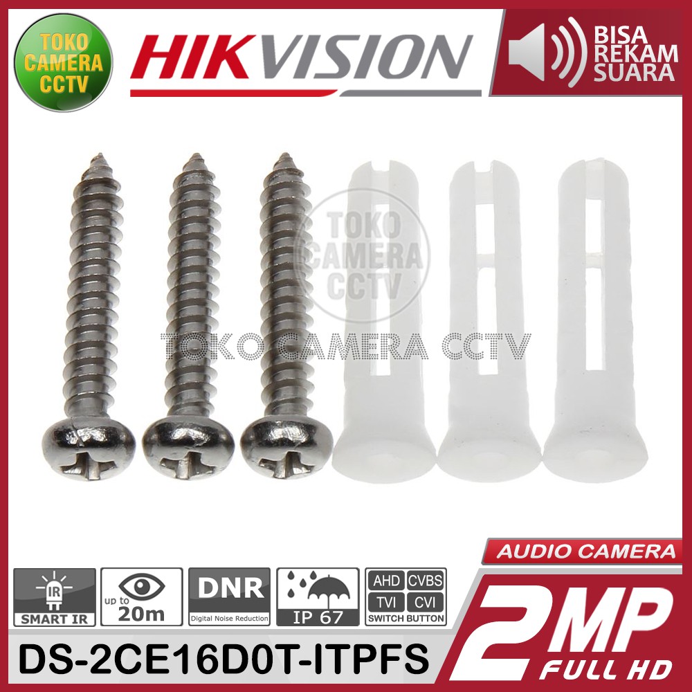 KAMERA CCTV OUTDOOR HIKVISION 2MP MIC AUDIO DS-2CE16D0T-ITPFS