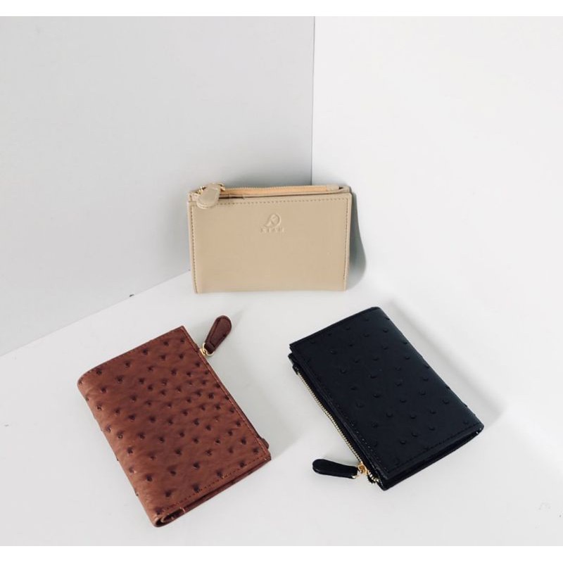Lou wallet ostrich choco black cream by kian