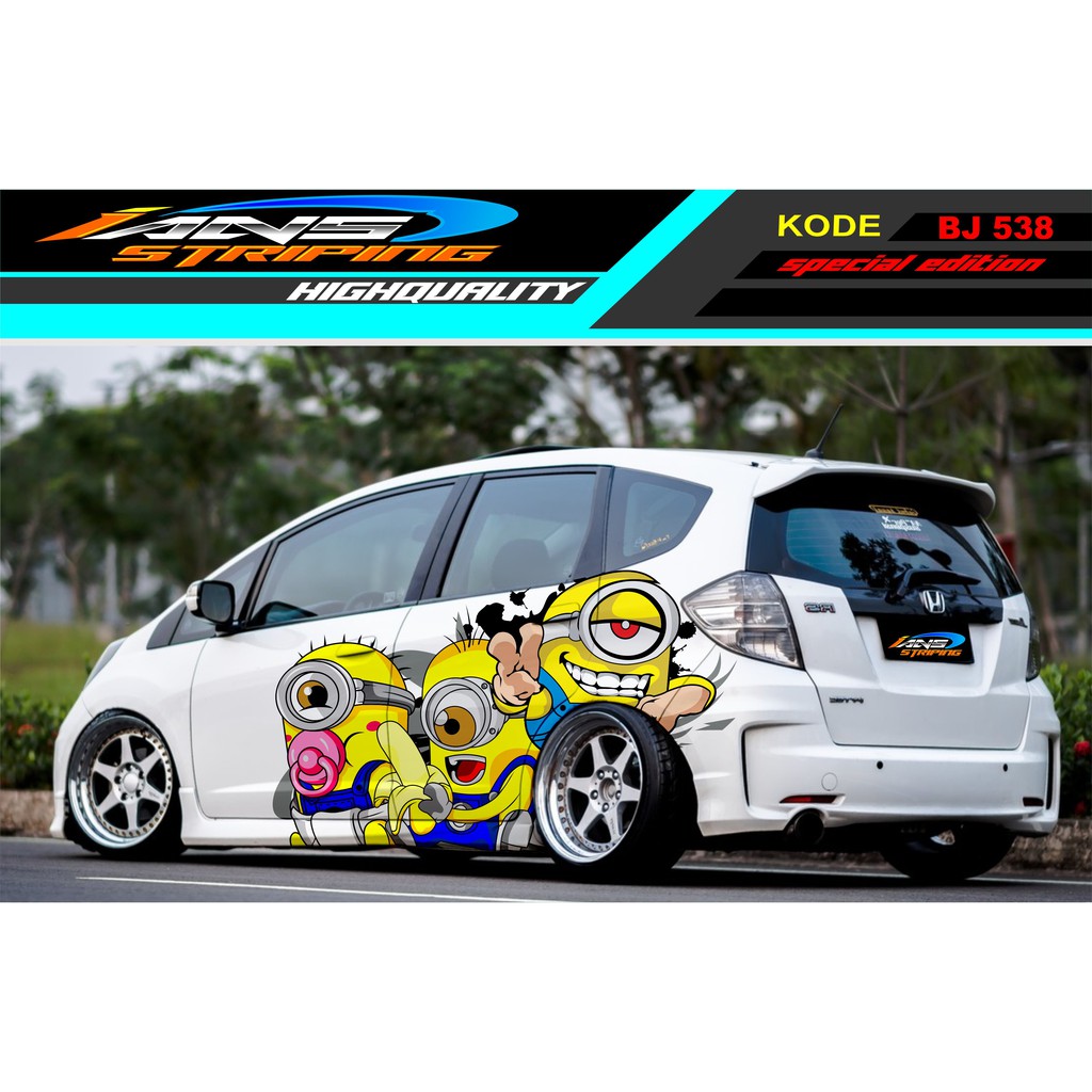 STICKER VARIASI MOBIL JAZZ MINION / DECAL STICKER MOBIL BRIO AGYA AYLA SWIFT SIGRA / STIKER TERBARU