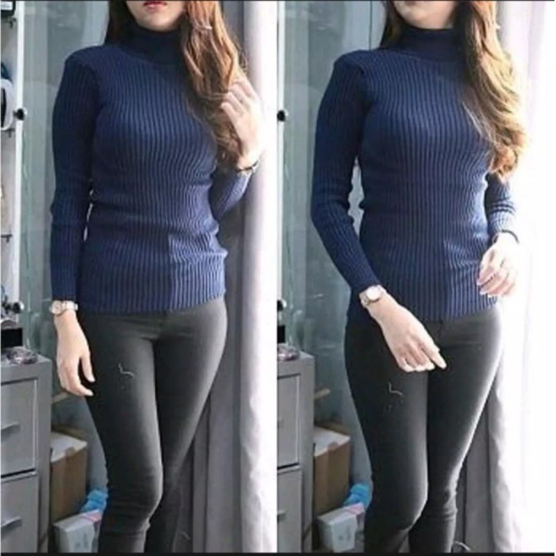 Atasan Turtleneck Lengan Panjang