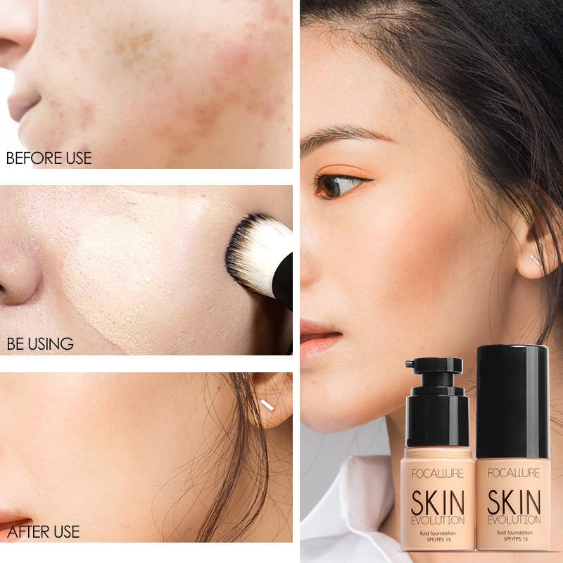 FOCALLURE 4-PCS Makeup set ( Eyeshadow / Face foundation / concealer / Compressed powder)