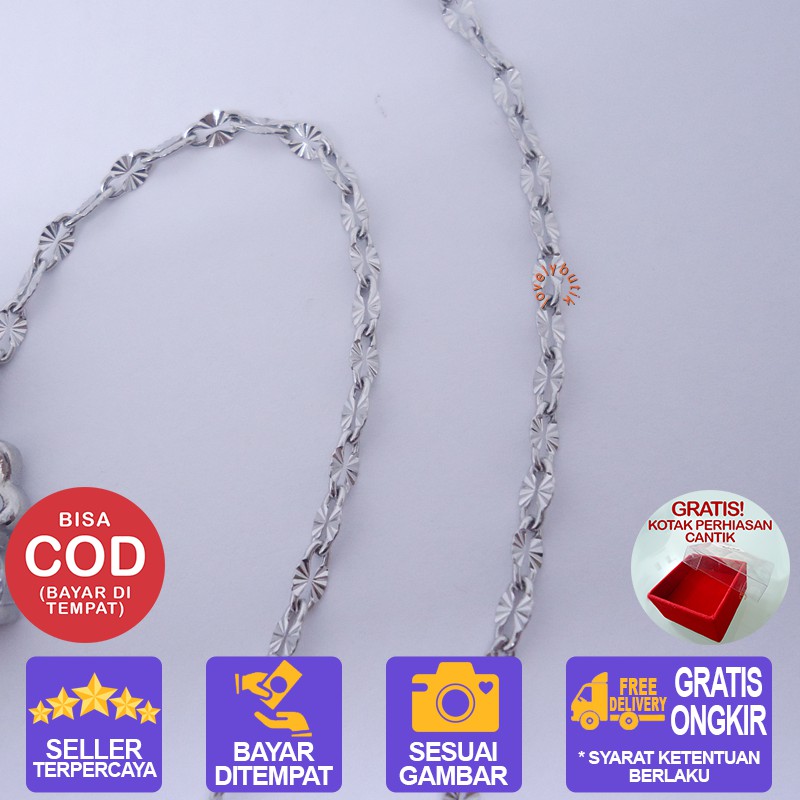 Lovelybutik Kalung Titanium Anti Karat Selamanya Ela Kalung Titanium uk. 45 cm BONUS KOTAK PERHIASAN