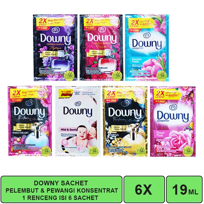 VSHOP. DOWNY SACHET 19ML ISI 6 SACHET (KEMASAN Rp. 1.000)