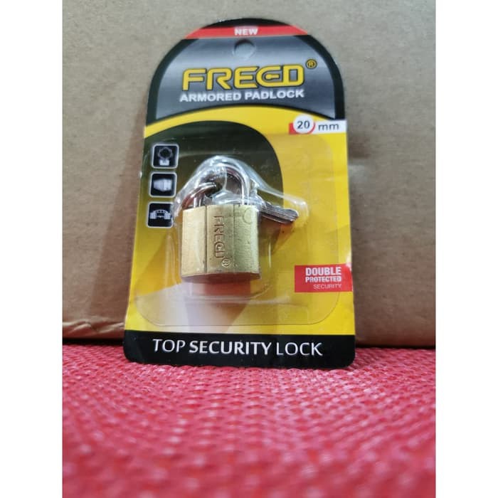 Gembok Besi Kuning Pres Leher Pendek 20-25-32-38 Mm Freed Security Lock