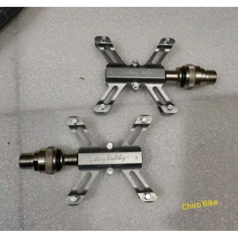 Jual pedal sepeda lipat GT quick release model kupu kupu grey | Shopee