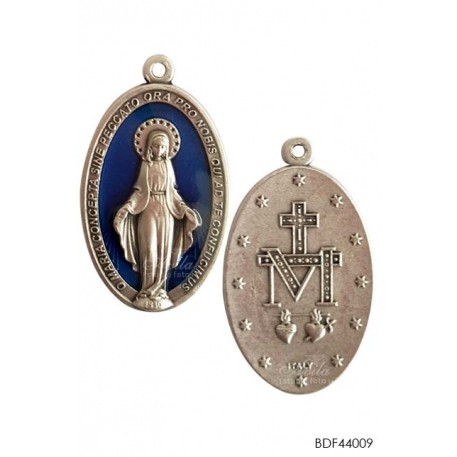 Medali Maria Miracolosa  4cm Enamel Biru  Devosi Katolik