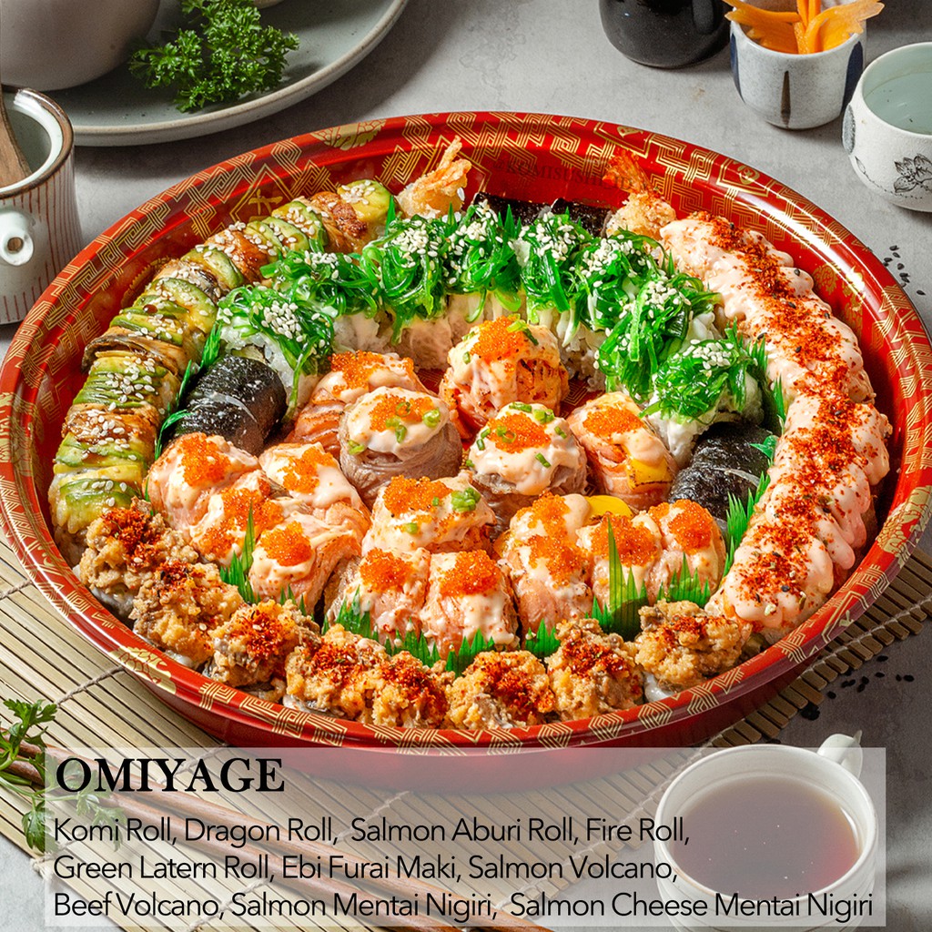 

OMIYAGE | LARGE SIZE SUSHI PLATTER ISI 56PCS | BIRTHDAY SUSHI