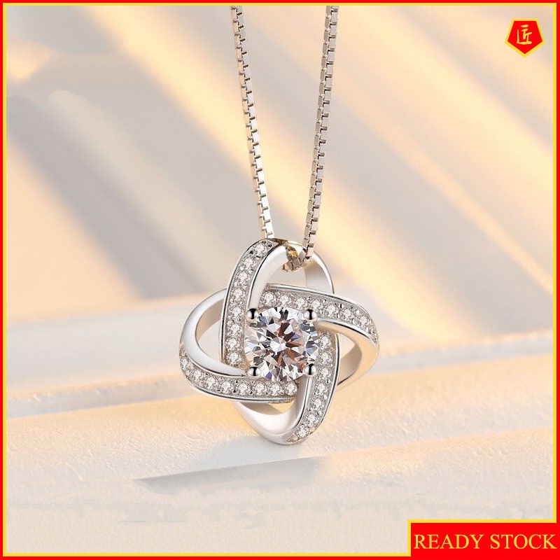 [Ready Stock]Fashion Diamond Four-Leaf Clover Pendant Necklace