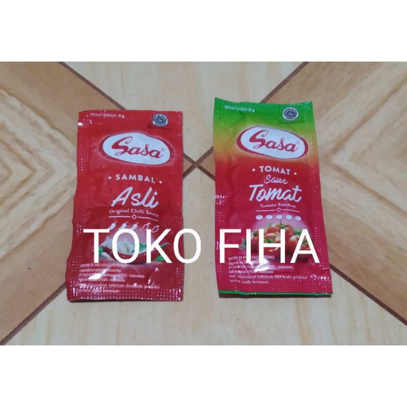 

Sasa Saus Tomat, Sambal Asli & Ekstra Pedas 9gr - per Sachet