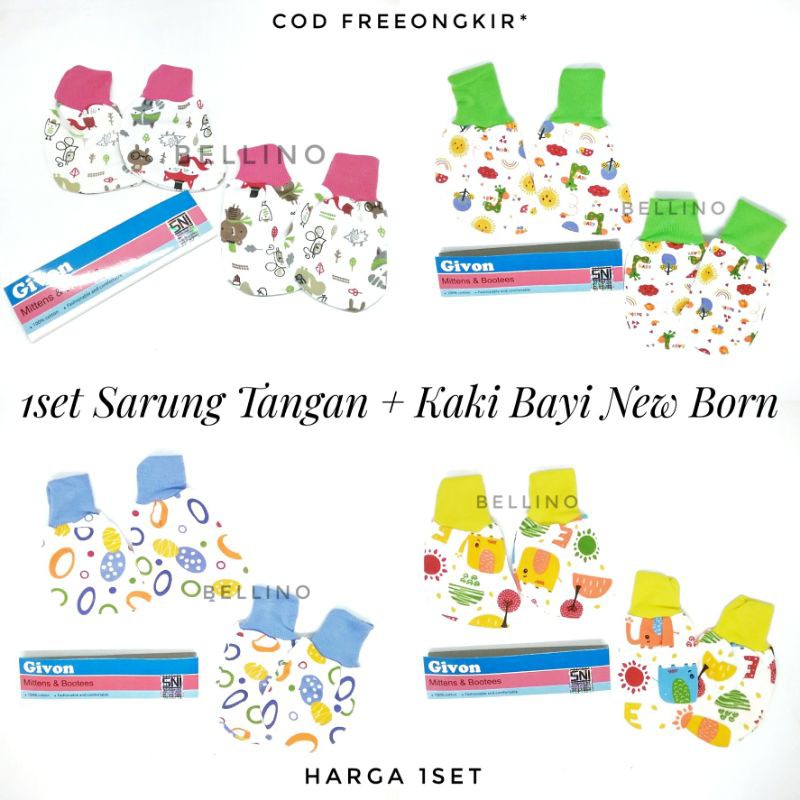 SNI Set Sarung Tangan Kaki Baby New Born / Sepasang Sarung Tangan + Kaos Kaki Bayi Katun Lembut