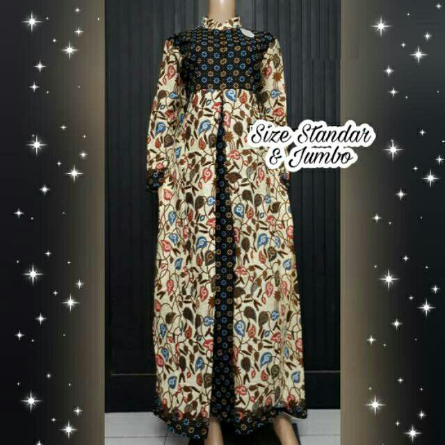 Gamis Batik Pias Daun Warna Size Standar Dan Jumbo Bahan Katun Mataram Primisima