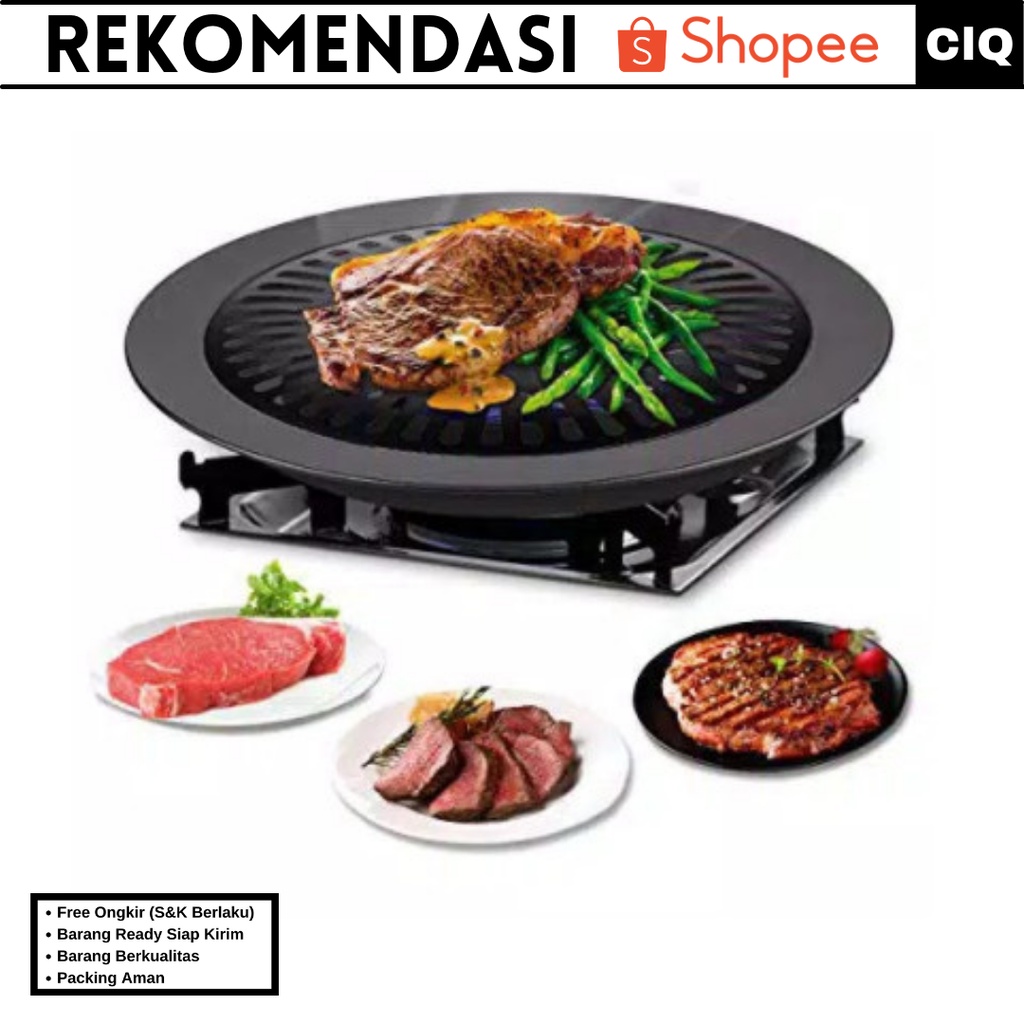 Alat Panggang BBQ Grill 32cm Ultra Grill Smokeless - Alat Pemanggang Teflon Portable BBQ Barbeque Ultra Grill Pan Anti Lengket / Panggangan Serbaguna Anti Lengket Murah / Panggangan Sosis Bakar