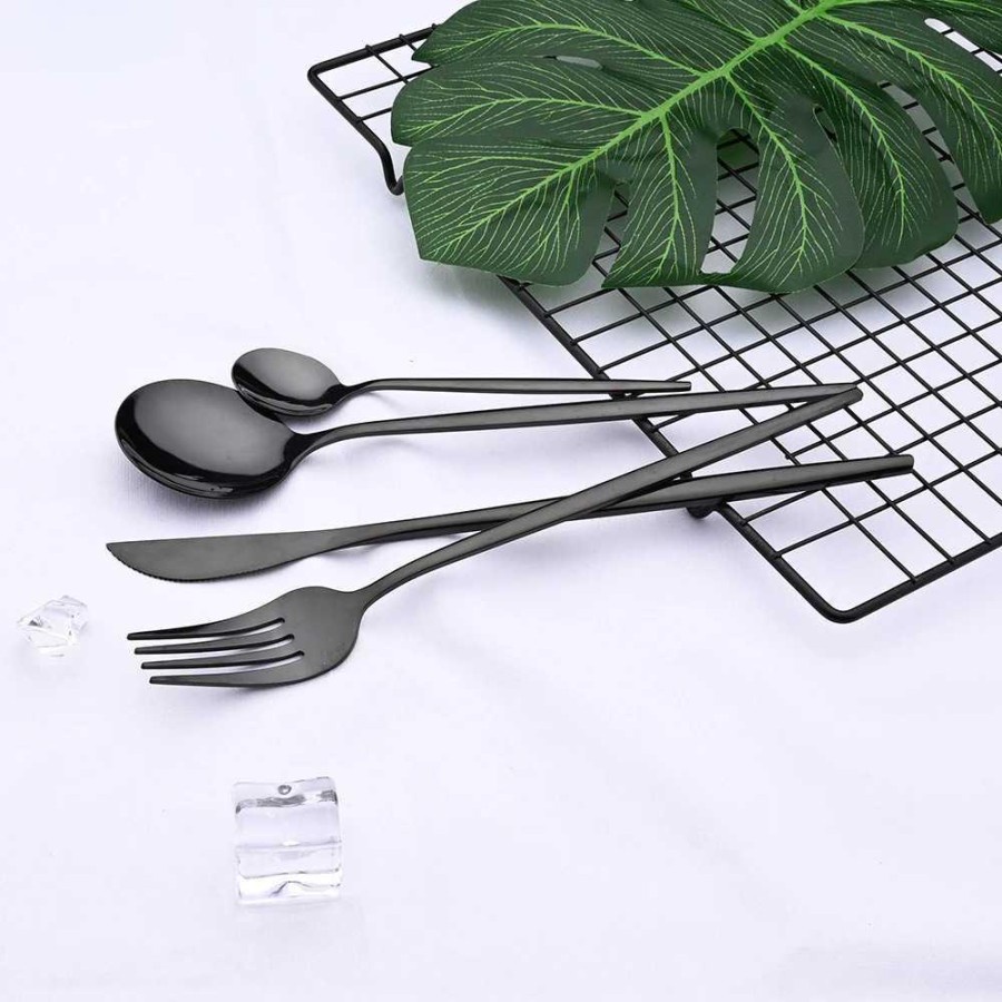 Perlengkapan Makan Sendok Garpu Pisau Cutlery Set 24 PCS - UT421 - Black