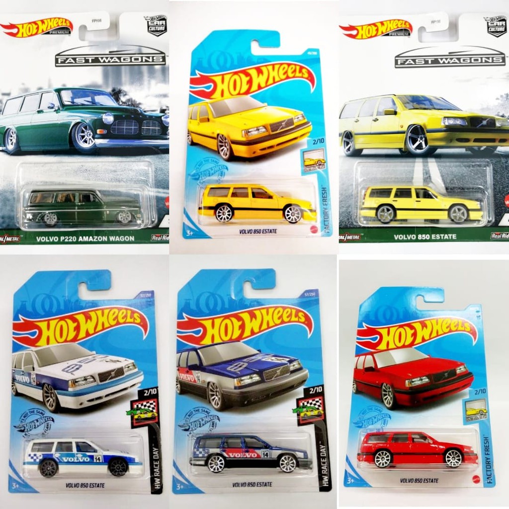 Diecast Hot Wheels VOLVO 850 ESTATE Merah Biru Putih Kuning Fast Wagons P220 Amazon Wagon Hijau HW