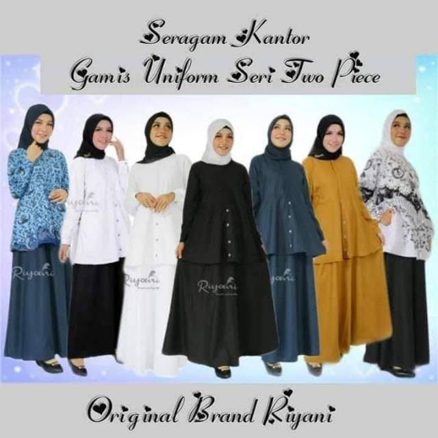 Riyani Gamis/dress syar'i Seragam PNS khaki kheki ASN korpri Perawat dokter Guru hitam putih