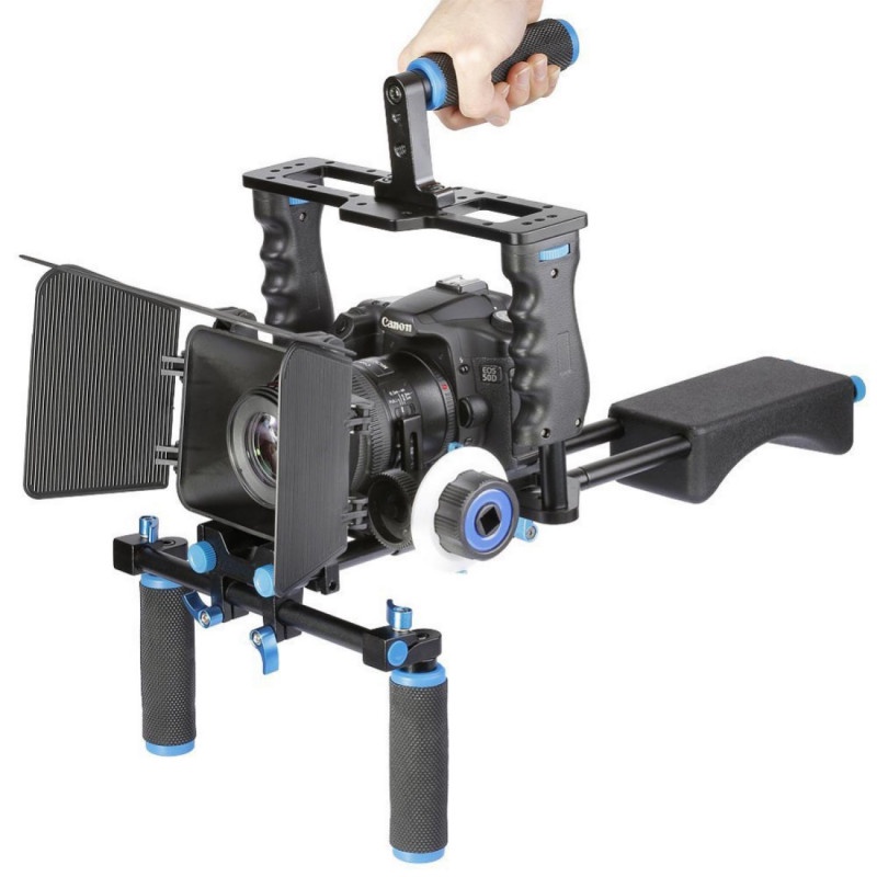 Stabilizer Shoulder Support Follow Focus Rig Kamera DSLR 5in1 Aluminum