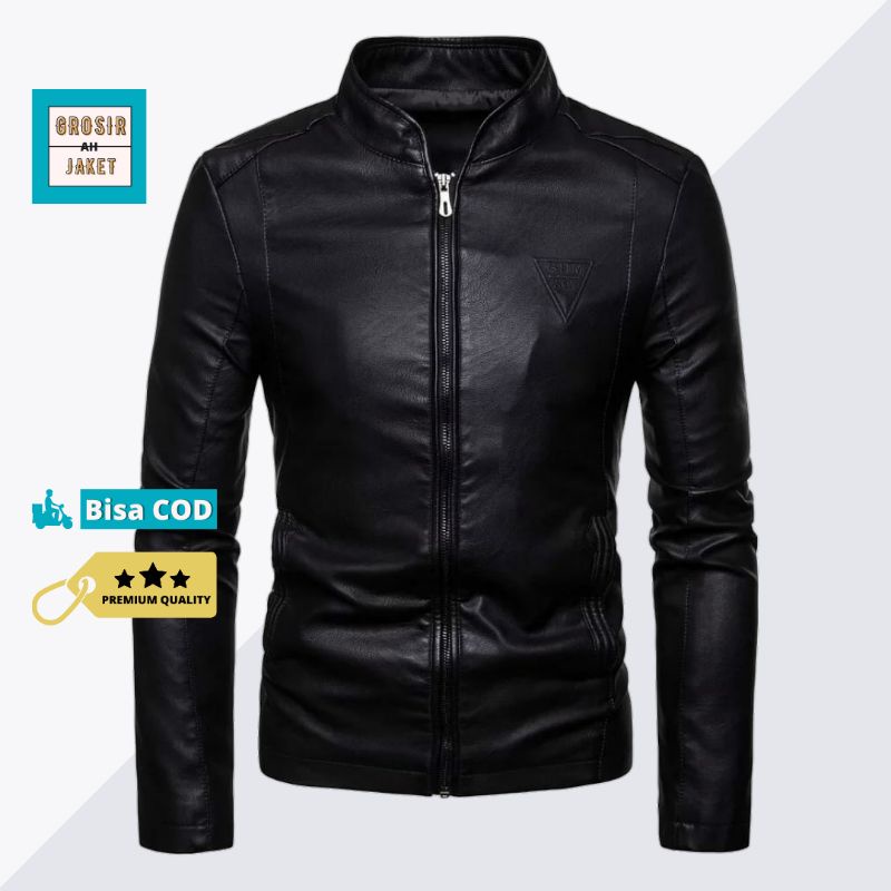Jaket V Man (Jaket Kulit V Man / Jaket Kulit Garut / Jaket Kulit Domba / Jaket Kulit Sapi / Jaket Ca