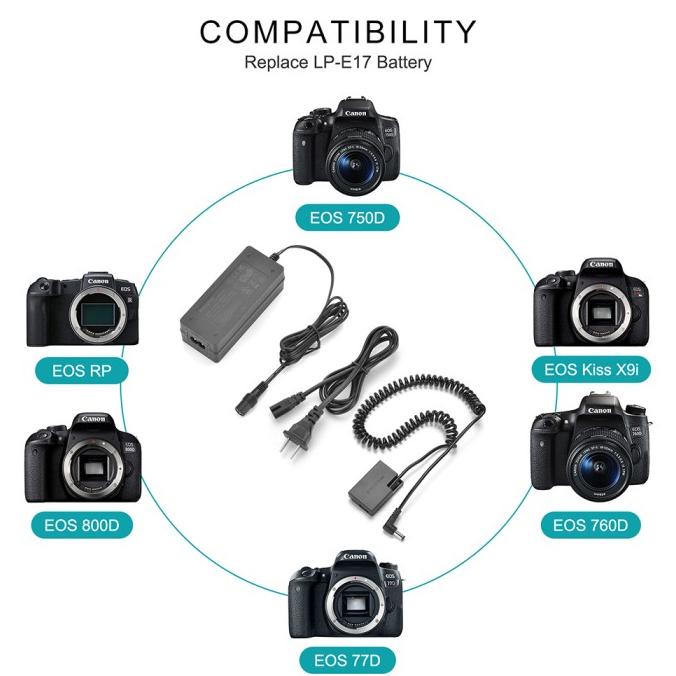 Kingma Coupler Dummy Battery Kit Lp-E17 Indoor Eos 700D 200D 800D Rp