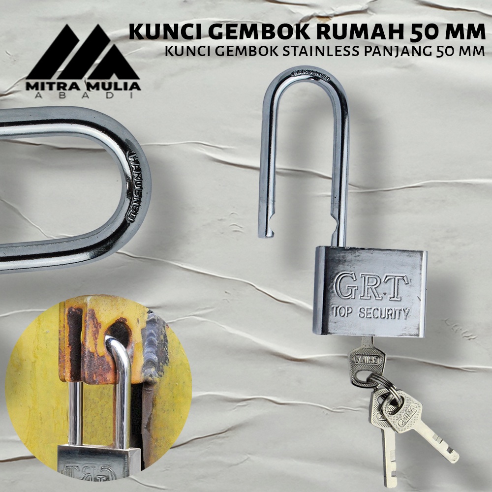 Kunci Gembok Stainless Panjang 50 mm l Iron Pad Lock l Leher Panjang